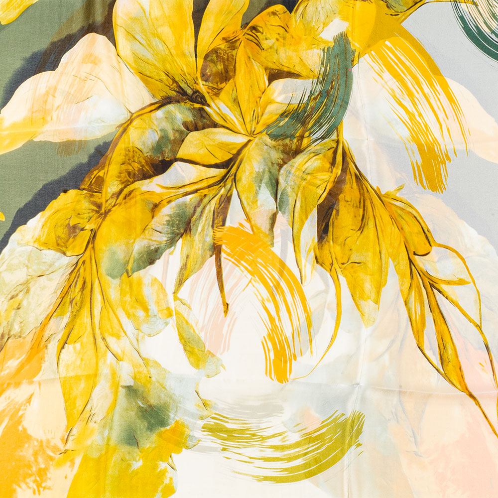 Szal Odcisk lilii, 85 x 180 cm, zielony, 100% jedwab wegański 5 