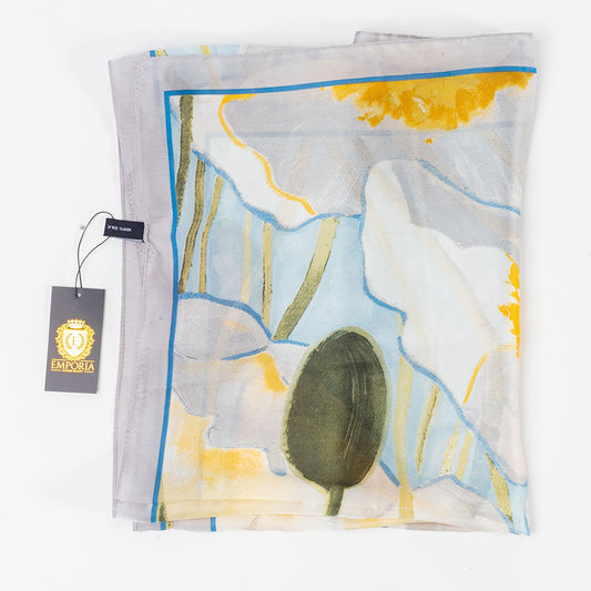 Szal Świadomy Ogród, 85 x 180 cm, jasnoniebieski, 100% jedwab wegański