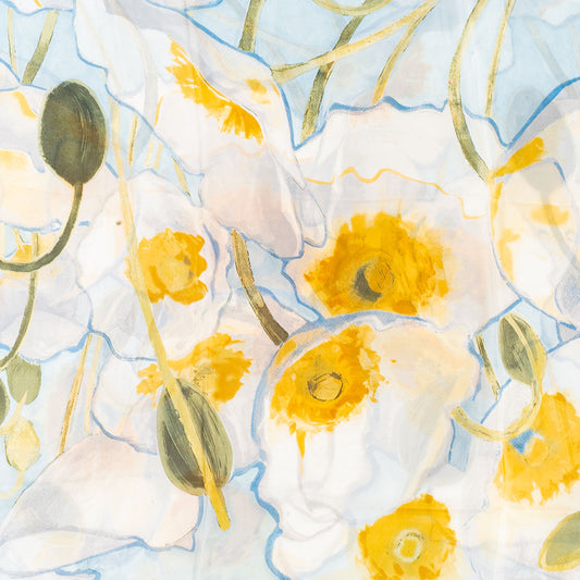 Szal Świadomy Ogród, 85 x 180 cm, jasnoniebieski, 100% jedwab wegański