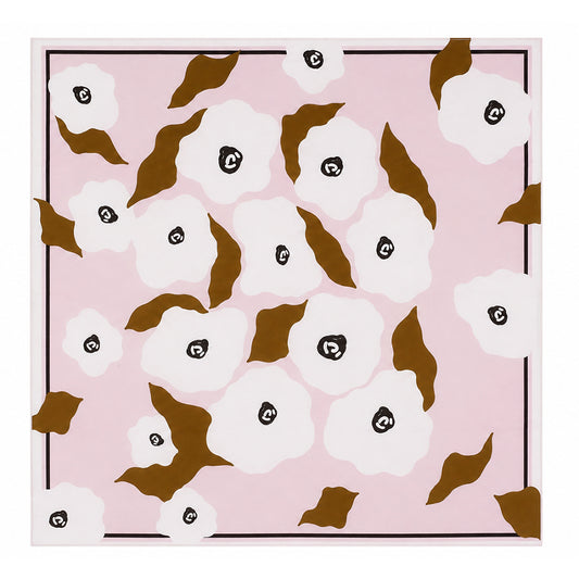 Jedwabna apaszka Rosewood Flowers, pudrowy róż, 90x90 cm