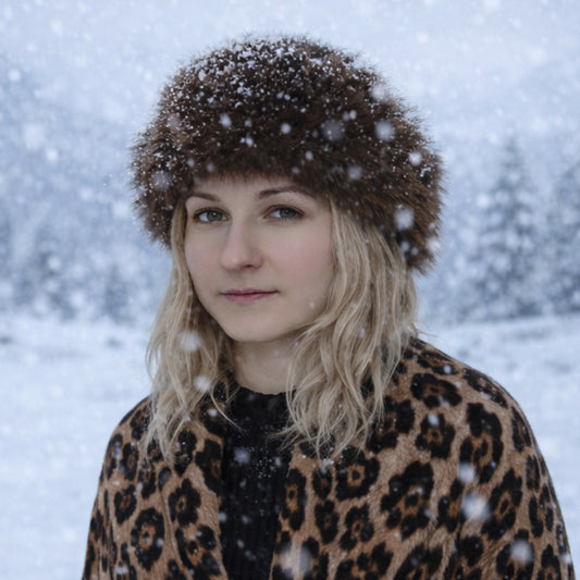 Brązowa zimowa czapka ze sztucznego futra – jeden rozmiar