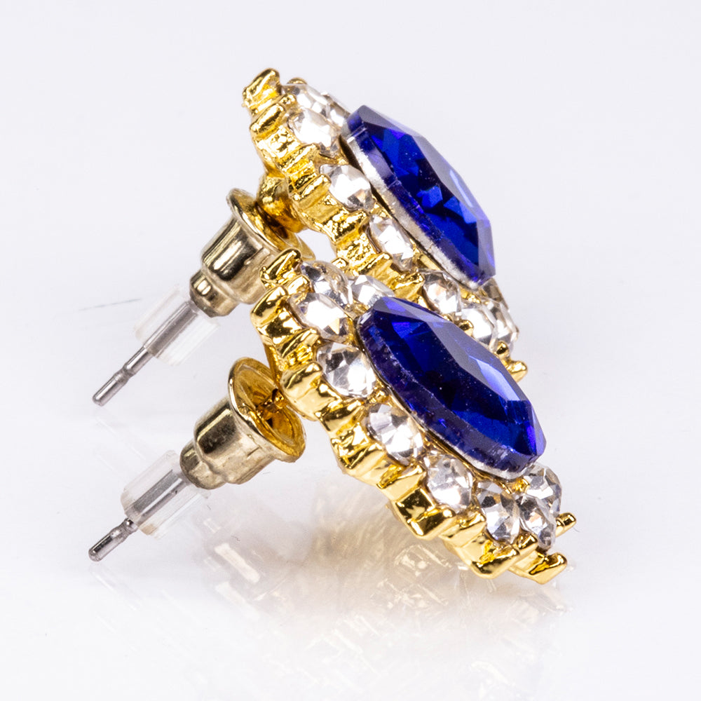 Zestaw pozłacane z niebieskim kryształem emporia® i białym kryształem emporia® ( Naszyjnik+Kolczyki ) 2 