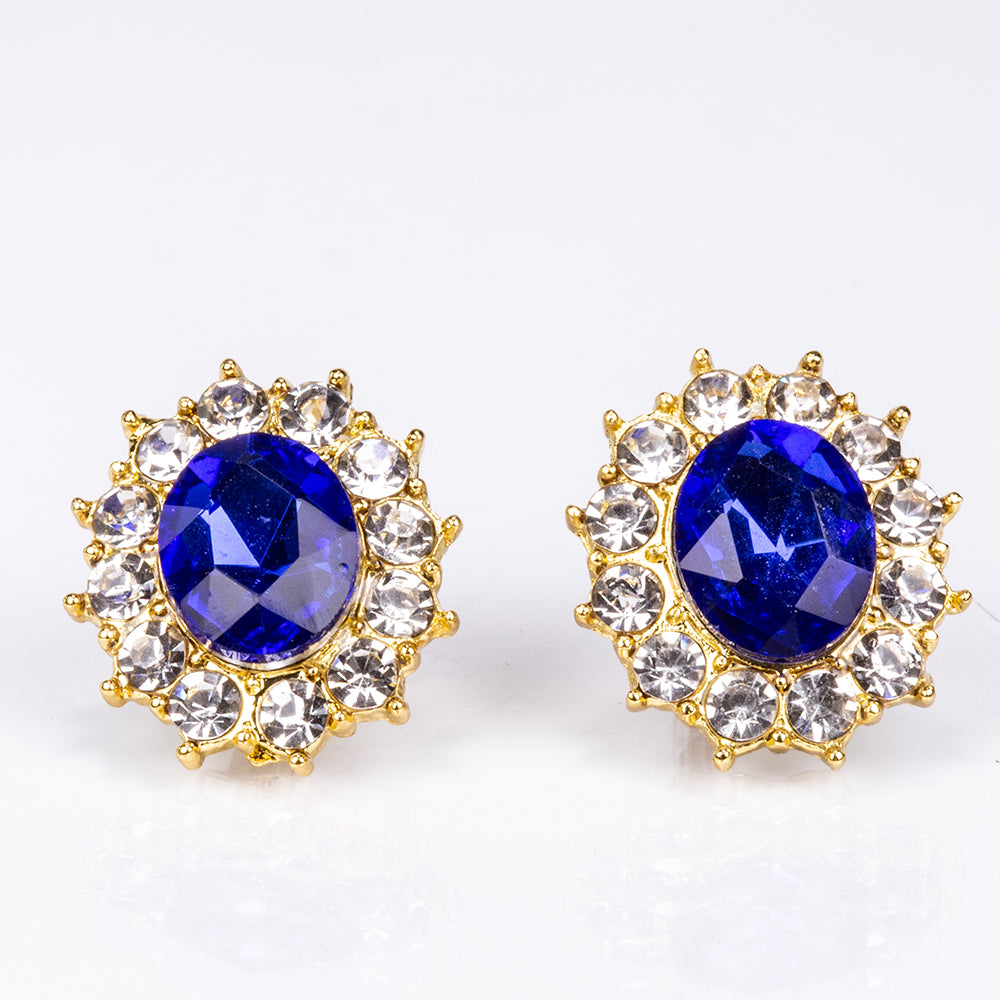 Zestaw pozłacane z niebieskim kryształem emporia® i białym kryształem emporia® ( Naszyjnik+Kolczyki )