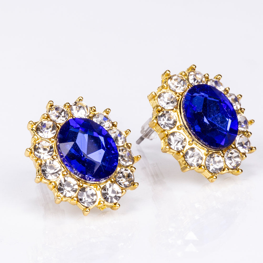 Zestaw pozłacane z niebieskim kryształem emporia® i białym kryształem emporia® ( Naszyjnik+Kolczyki ) 4 