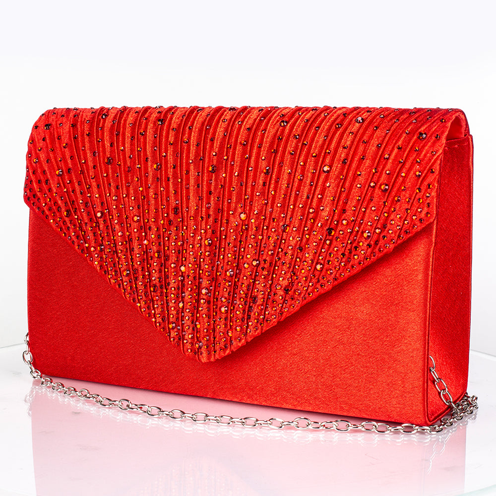 Torebka pozłacany z czerwonym kryształem emporia® i białym kryształem emporia® ( Naszyjnik+Kolczyki+Bransoletka+Pierścionek )