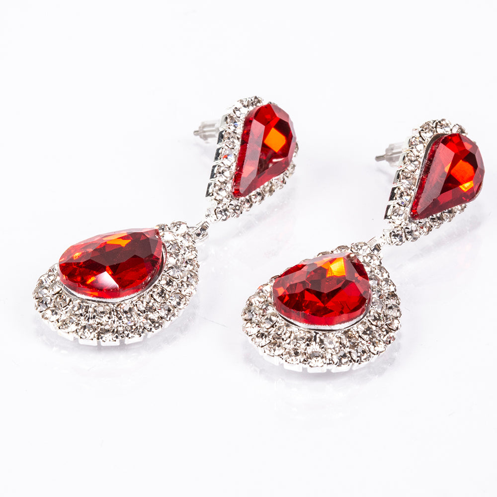 Torebka pozłacany z czerwonym kryształem emporia® i białym kryształem emporia® ( Naszyjnik+Kolczyki+Bransoletka+Pierścionek )