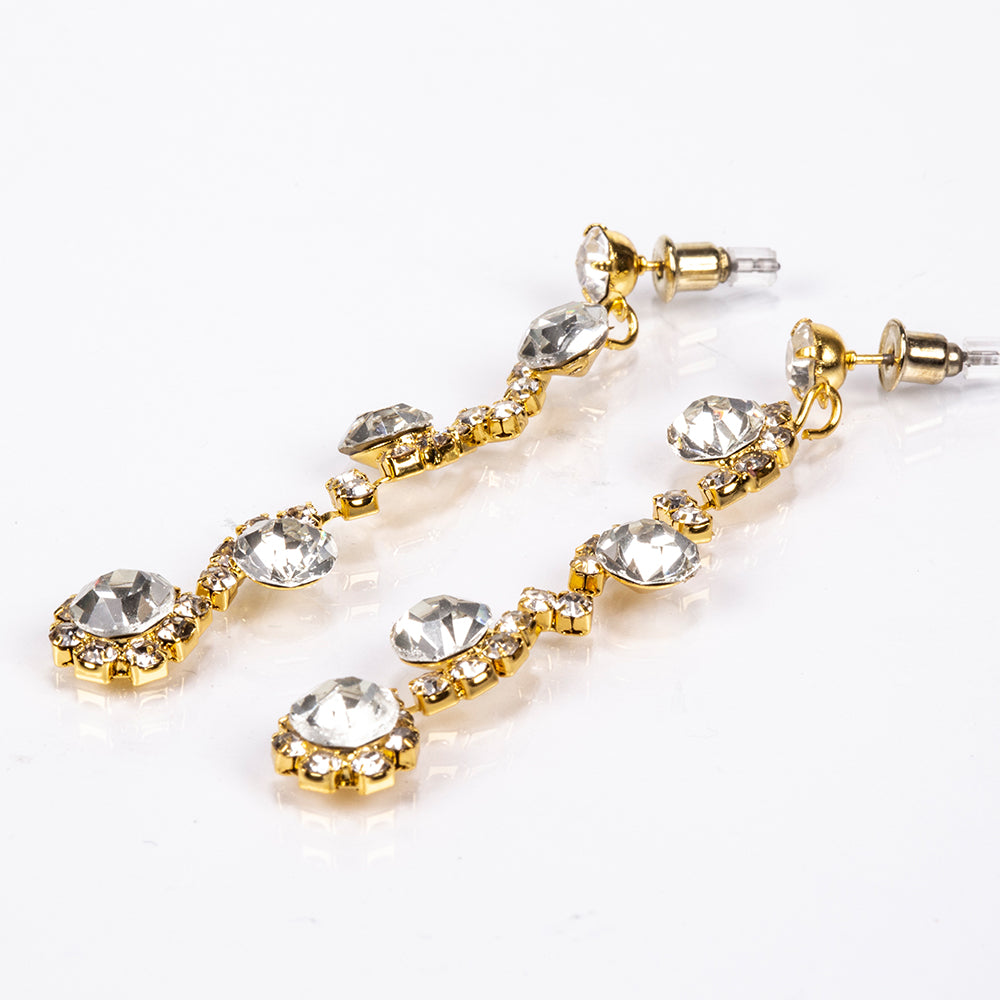 Torebka pozłacany z białym kryształem emporia® ( Naszyjnik+Kolczyki+Bransoletka+Pierścionek )