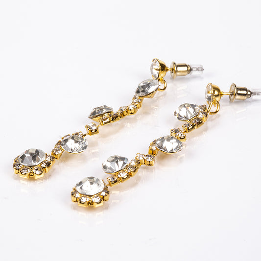 Torebka pozłacany z białym kryształem emporia® ( Naszyjnik+Kolczyki+Bransoletka+Pierścionek )