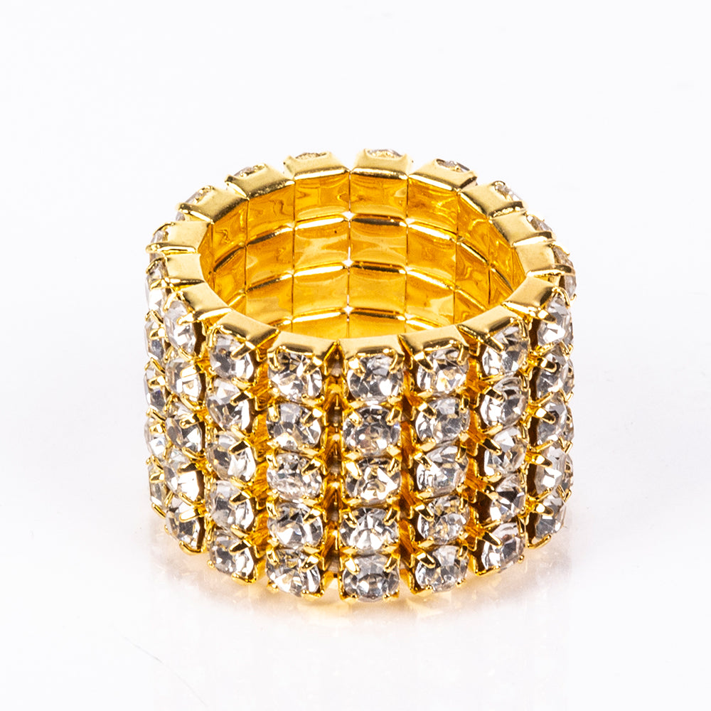 Torebka pozłacany z białym kryształem emporia® ( Naszyjnik+Kolczyki+Bransoletka+Pierścionek )