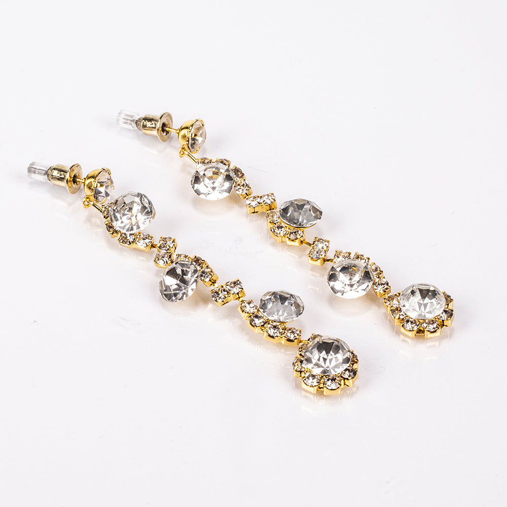 Torebka pozłacany z białym kryształem emporia® ( Naszyjnik+Kolczyki+Bransoletka+Pierścionek ) 4 