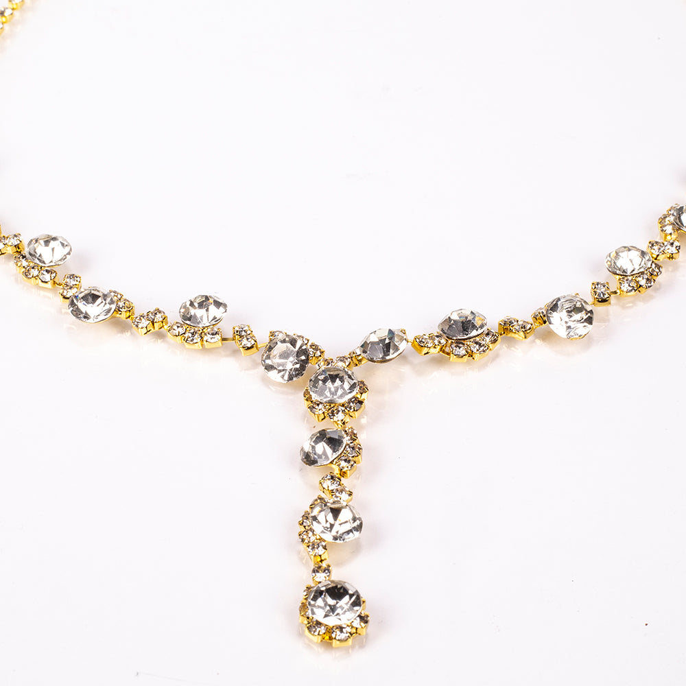 Torebka pozłacany z białym kryształem emporia® ( Naszyjnik+Kolczyki+Bransoletka+Pierścionek ) 6 