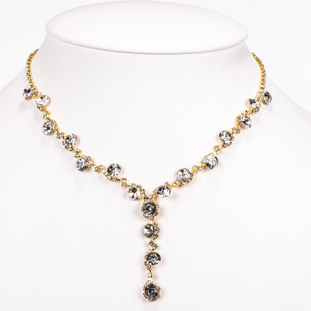 Torebka pozłacany z białym kryształem emporia® ( Naszyjnik+Kolczyki+Bransoletka+Pierścionek ) 7 