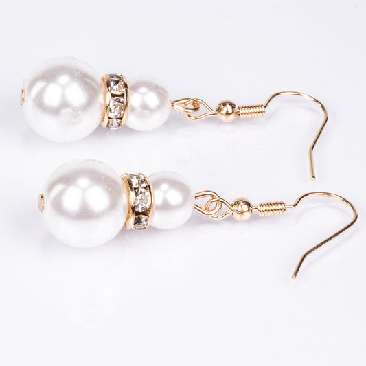 Zegarek pozłacany z białym kryształem emporia® ( Naszyjnik+Kolczyki+Bransoletka )