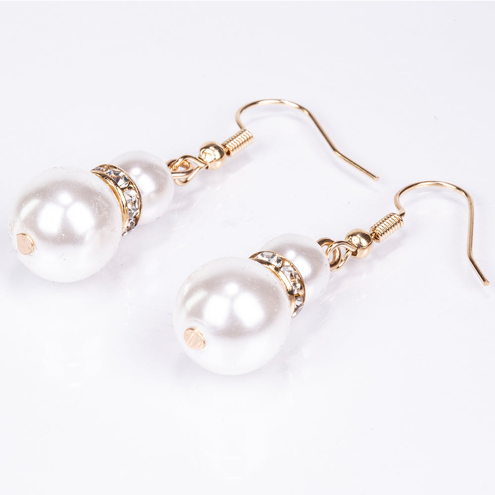 Zegarek pozłacany z białym kryształem emporia® ( Naszyjnik+Kolczyki+Bransoletka ) 3 