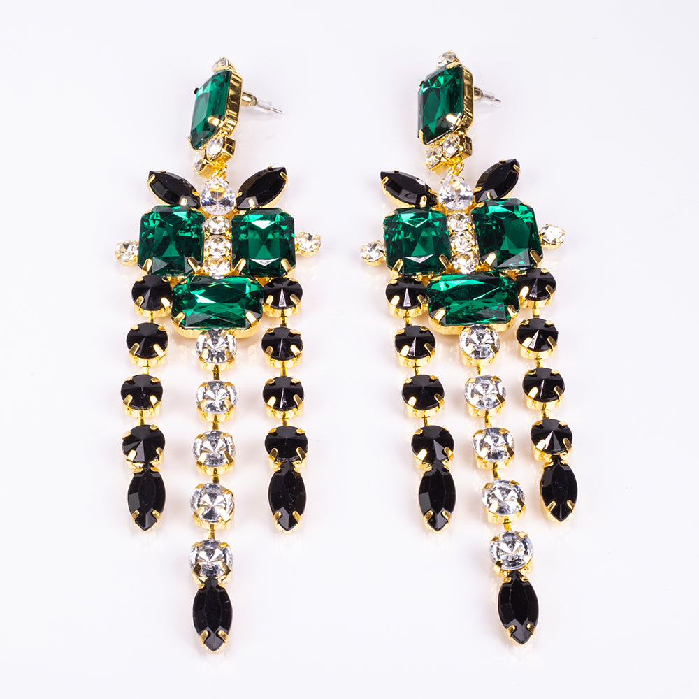 Zestaw pozłacane z zielonym kryształem emporia® i białym kryształem emporia® ( Naszyjnik+Kolczyki )