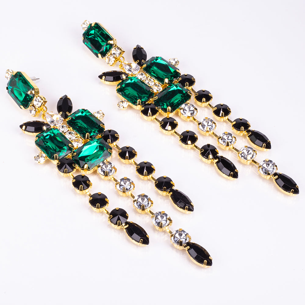 Zestaw pozłacane z zielonym kryształem emporia® i białym kryształem emporia® ( Naszyjnik+Kolczyki ) 3 