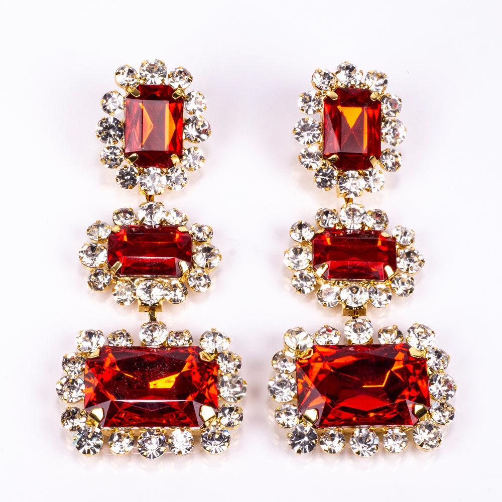 Zestaw pozłacane z czerwonym kryształem emporia® i białym kryształem emporia® ( Naszyjnik+Kolczyki ) 2 