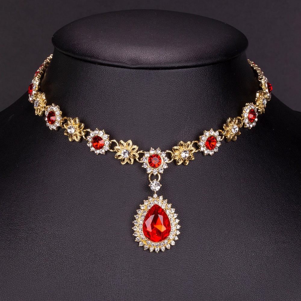 Zestaw pozłacane z czerwonym kryształem emporia® i białym kryształem emporia® ( Naszyjnik+Kolczyki ) 9 