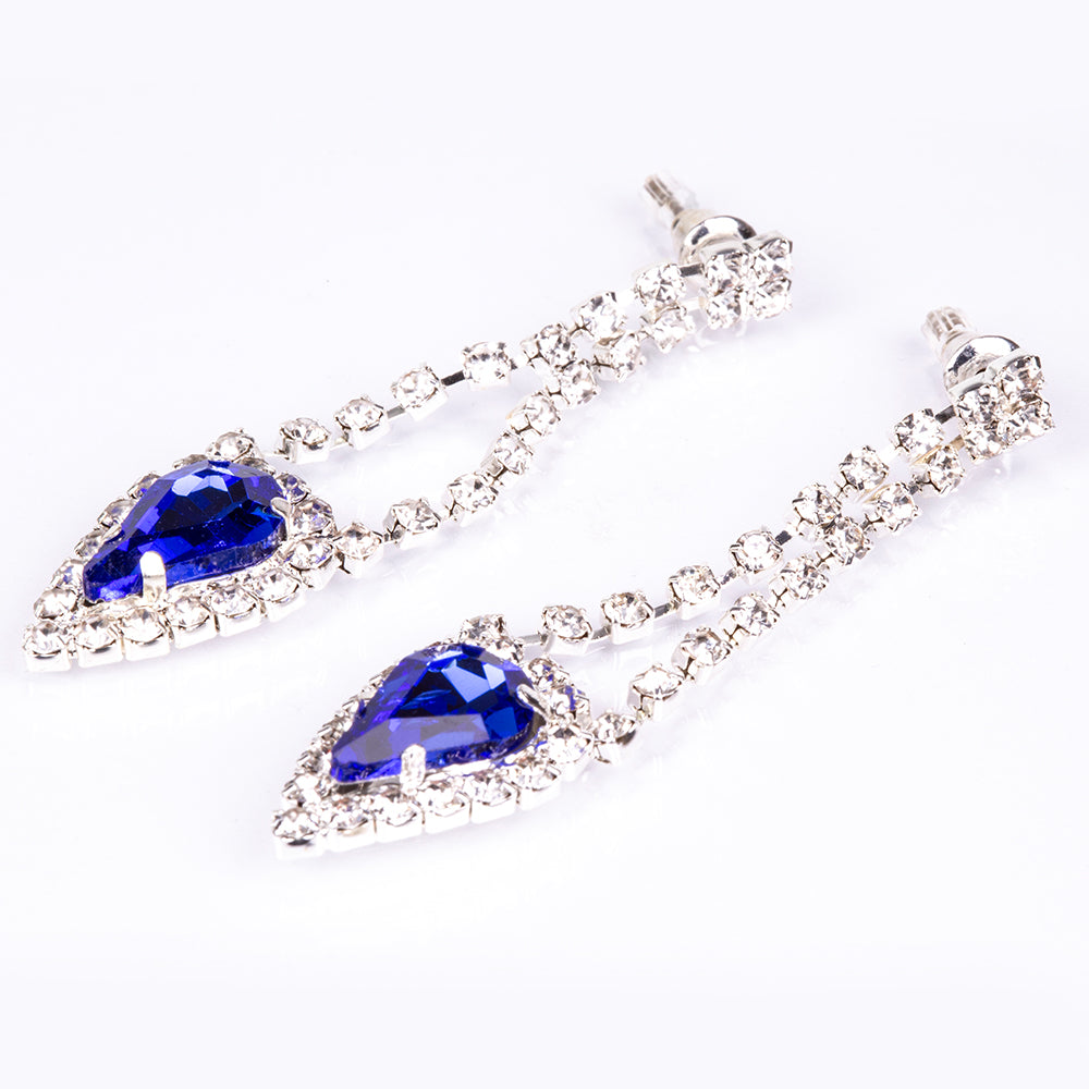 Zestaw pozłacane z niebieskim kryształem emporia® i białym kryształem emporia® ( Naszyjnik+Kolczyki )