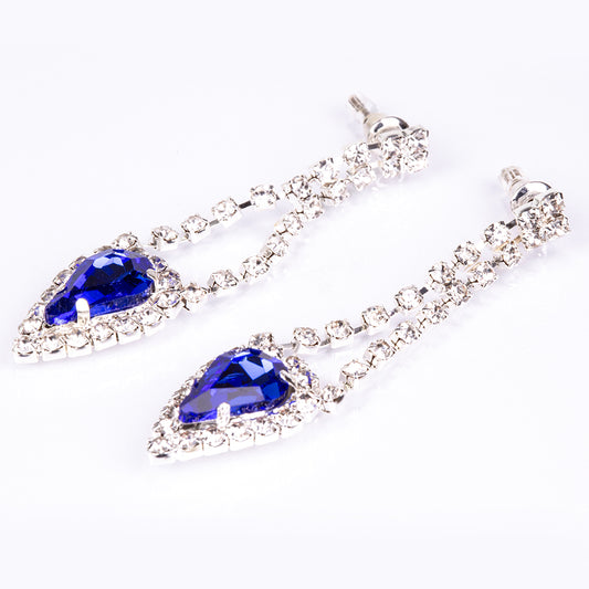 Zestaw pozłacane z niebieskim kryształem emporia® i białym kryształem emporia® ( Naszyjnik+Kolczyki )