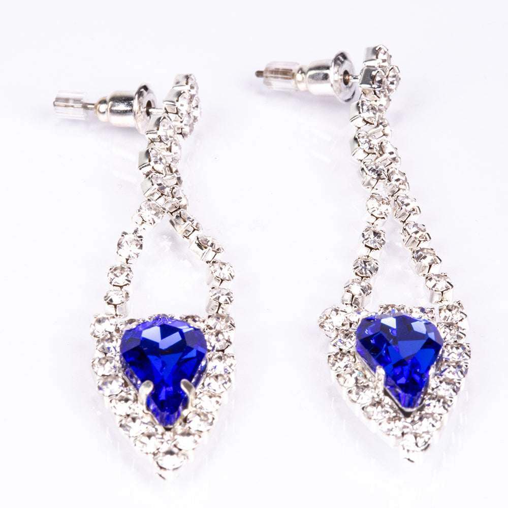 Zestaw pozłacane z niebieskim kryształem emporia® i białym kryształem emporia® ( Naszyjnik+Kolczyki ) 3 