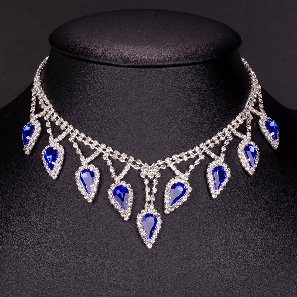 Zestaw pozłacane z niebieskim kryształem emporia® i białym kryształem emporia® ( Naszyjnik+Kolczyki ) 5 