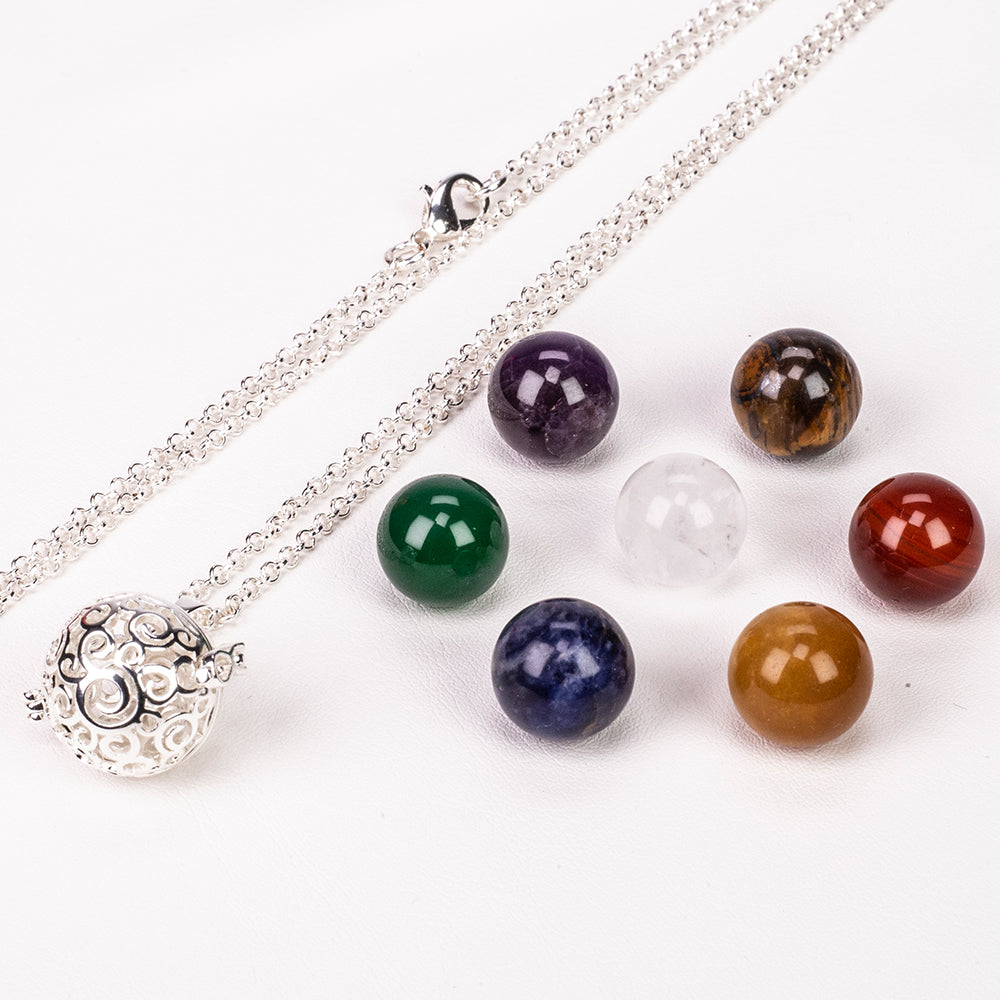 Naszyjnik pozłacany z ametystem i kwarcem 7 