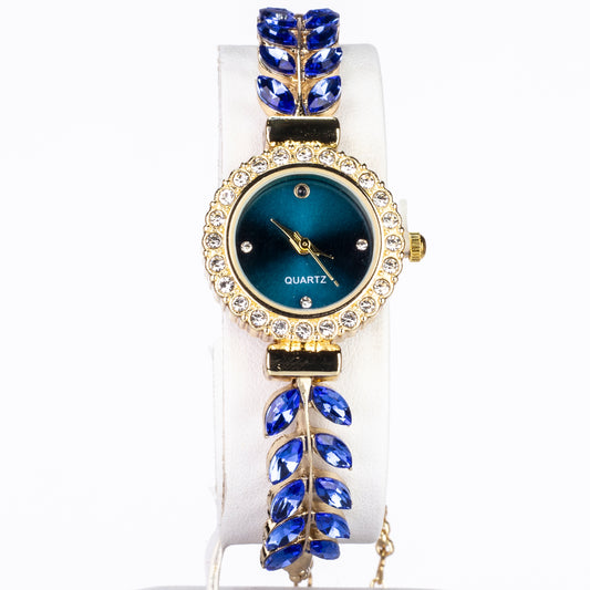 Zegarek pozłacany z szafirem i niebieskim kryształem emporia®