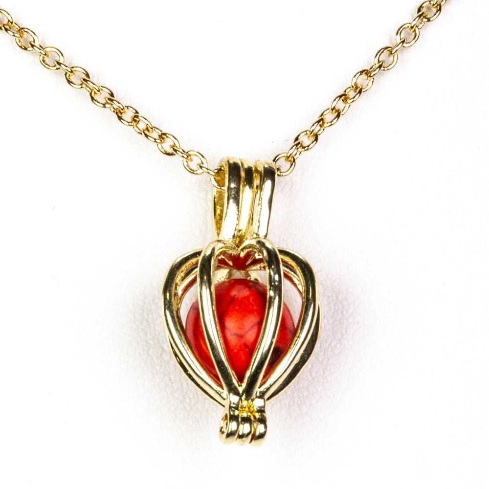 Zestaw pozłacane z czerwonym agatem i turkusem ( Naszyjnik+Zawieszka ) 9 