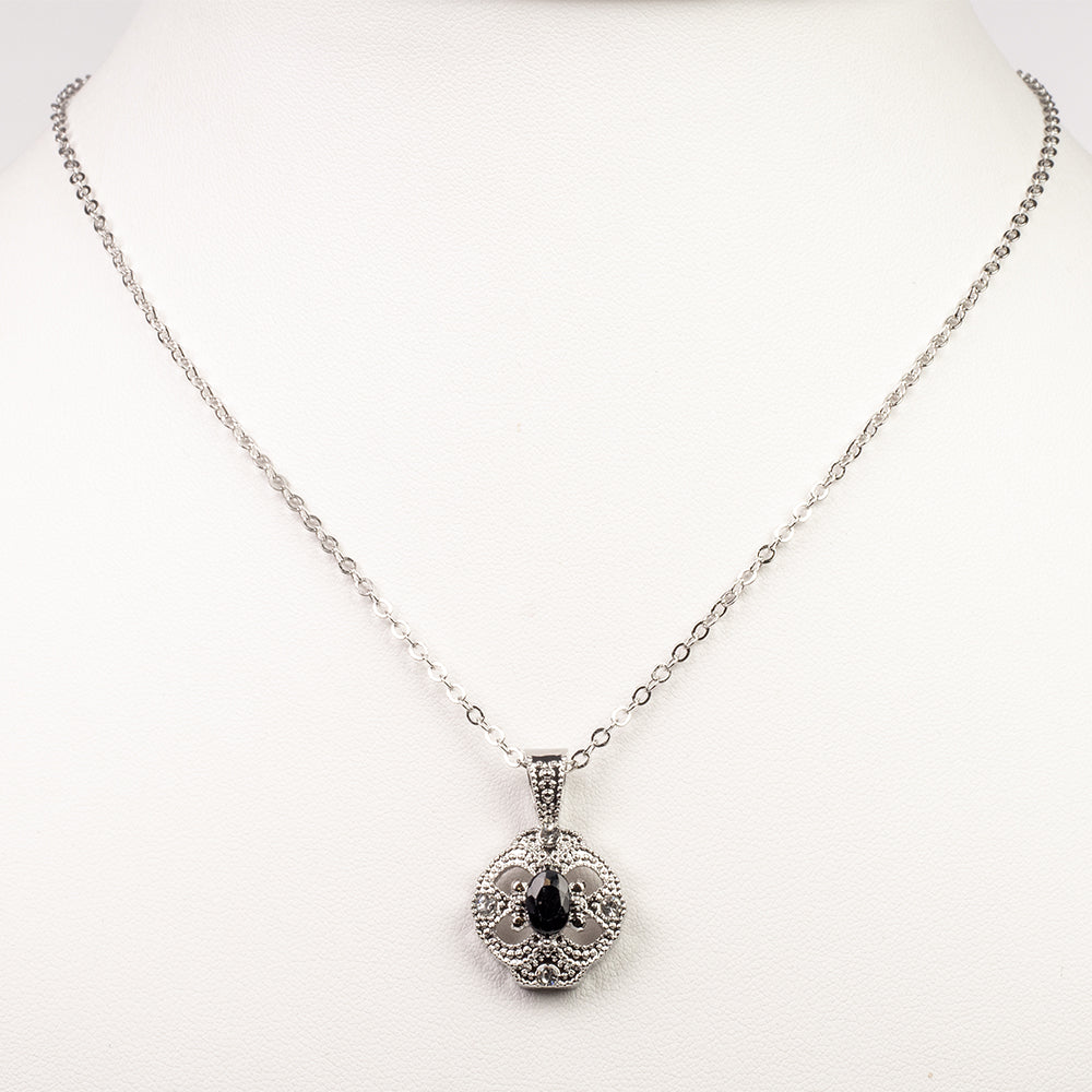 Zestaw pozłacane z szafirem i białym kryształem emporia® ( Naszyjnik+Kolczyki+Zawieszka ) 2 