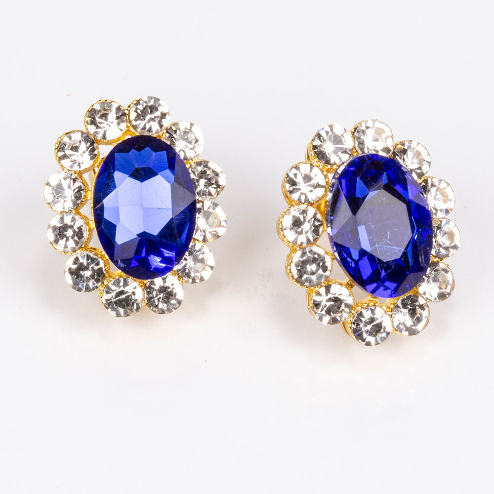 Zestaw pozłacane z niebieskim kryształem emporia® i białym kryształem emporia® ( Naszyjnik+Kolczyki )