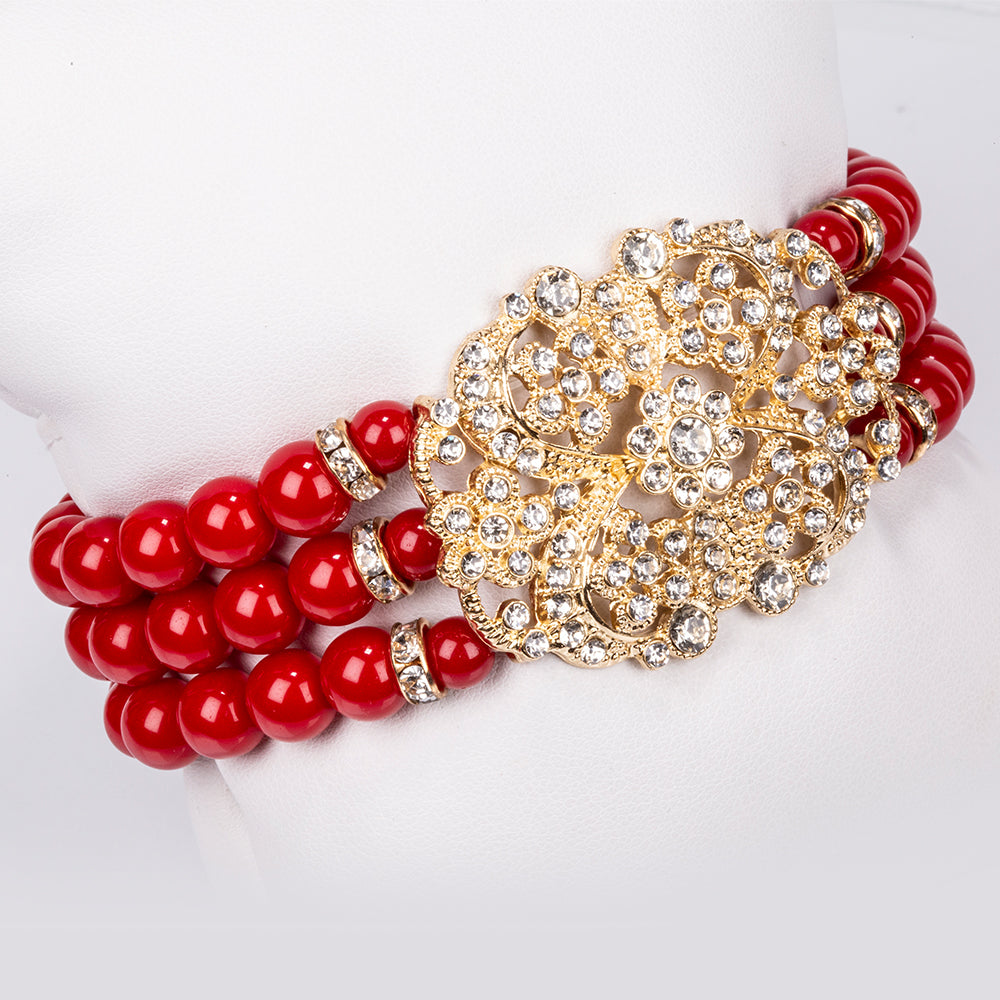 Zestaw pozłacane z białym kryształem emporia® ( Naszyjnik+Bransoletka ) 3 