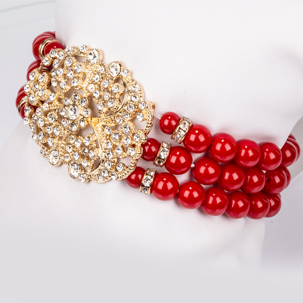 Zestaw pozłacane z białym kryształem emporia® ( Naszyjnik+Bransoletka )