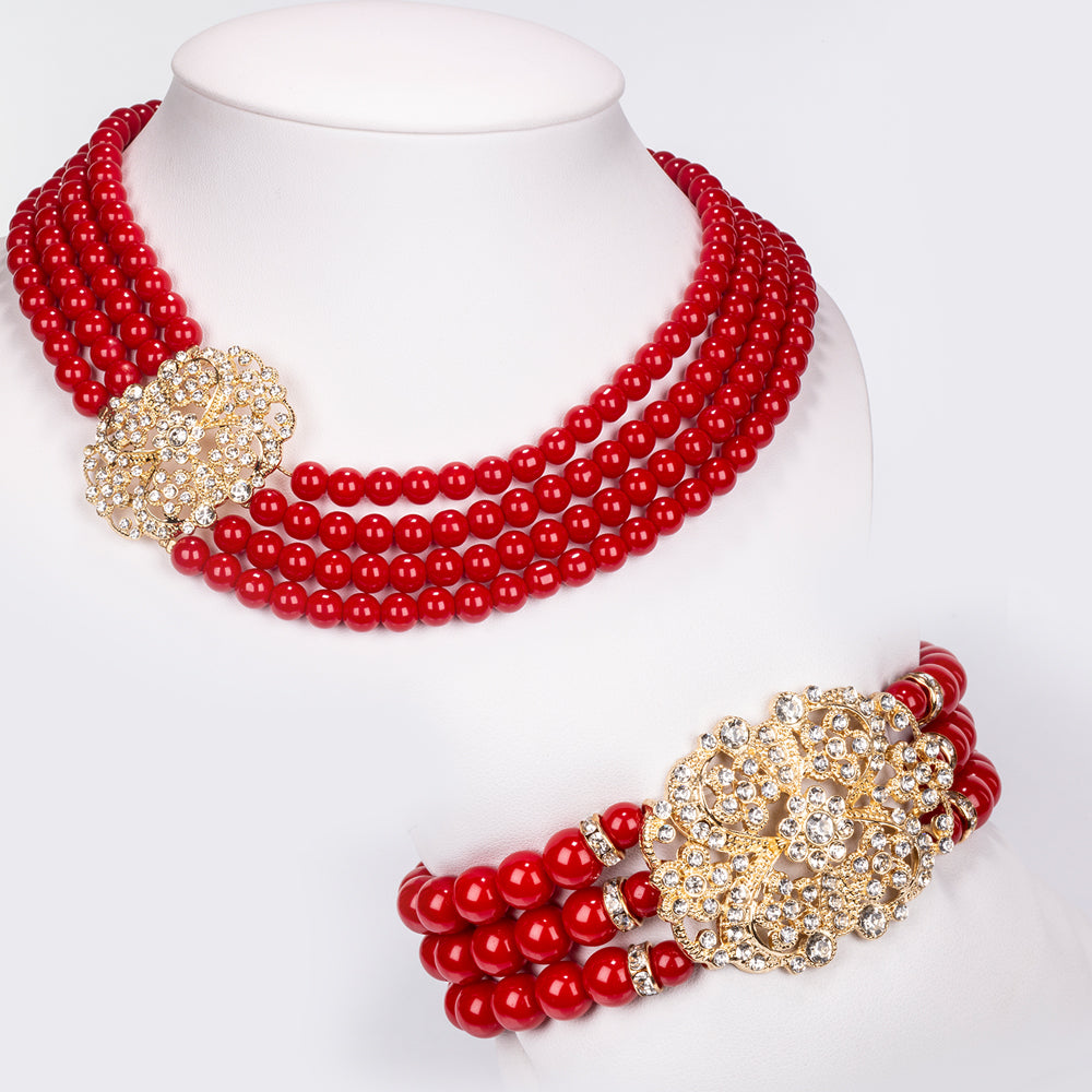 Zestaw pozłacane z białym kryształem emporia® ( Naszyjnik+Bransoletka )