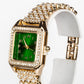 Zegarek pozłacany z zielonym kryształem emporia® i białym kryształem emporia® ( Naszyjnik+Kolczyki+Zawieszka )