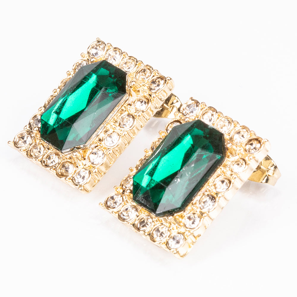 Zegarek pozłacany z zielonym kryształem emporia® i białym kryształem emporia® ( Naszyjnik+Kolczyki+Zawieszka ) 11 