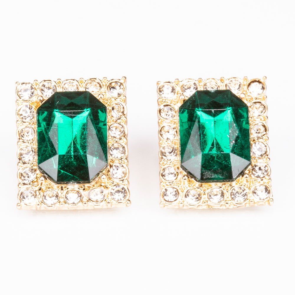 Zegarek pozłacany z zielonym kryształem emporia® i białym kryształem emporia® ( Naszyjnik+Kolczyki+Zawieszka )