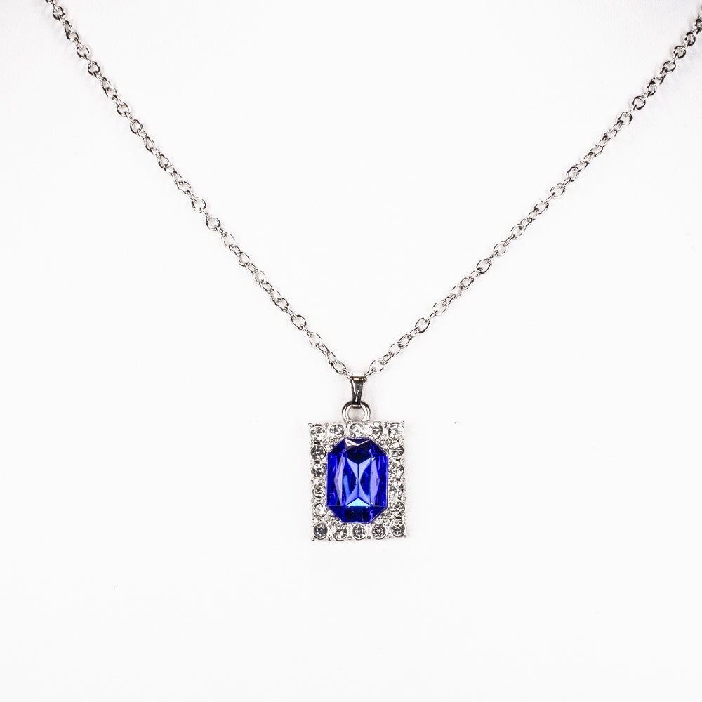 Zegarek pozłacany z niebieskim kryształem emporia® i białym kryształem emporia® ( Naszyjnik+Kolczyki+Zawieszka ) 4 