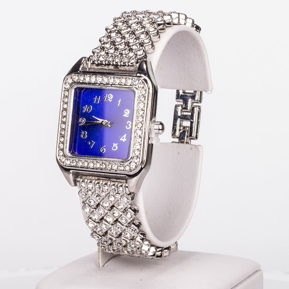 Zegarek pozłacany z niebieskim kryształem emporia® i białym kryształem emporia® ( Naszyjnik+Kolczyki+Zawieszka ) 2 