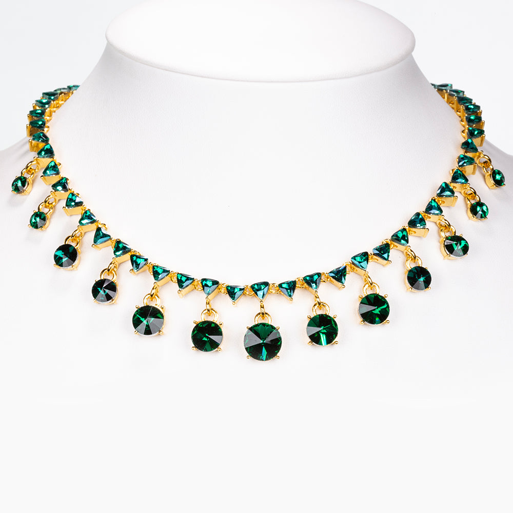 Zestaw pozłacane z zielonym kryształem emporia® ( Naszyjnik+Kolczyki ) 2 