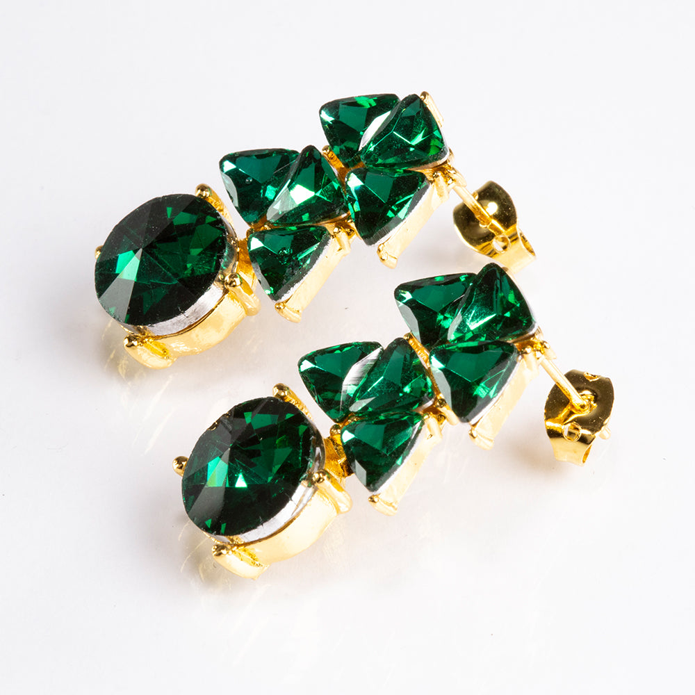 Zestaw pozłacane z zielonym kryształem emporia® ( Naszyjnik+Kolczyki ) 3 