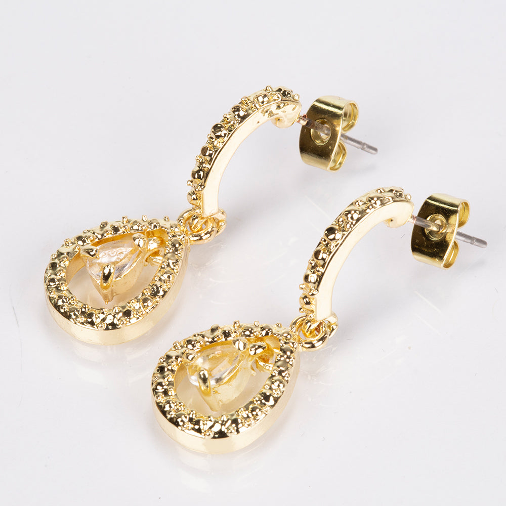 Zegarek pozłacany z rubinem i białym kryształem emporia® ( Naszyjnik+Kolczyki+Zawieszka ) 2 