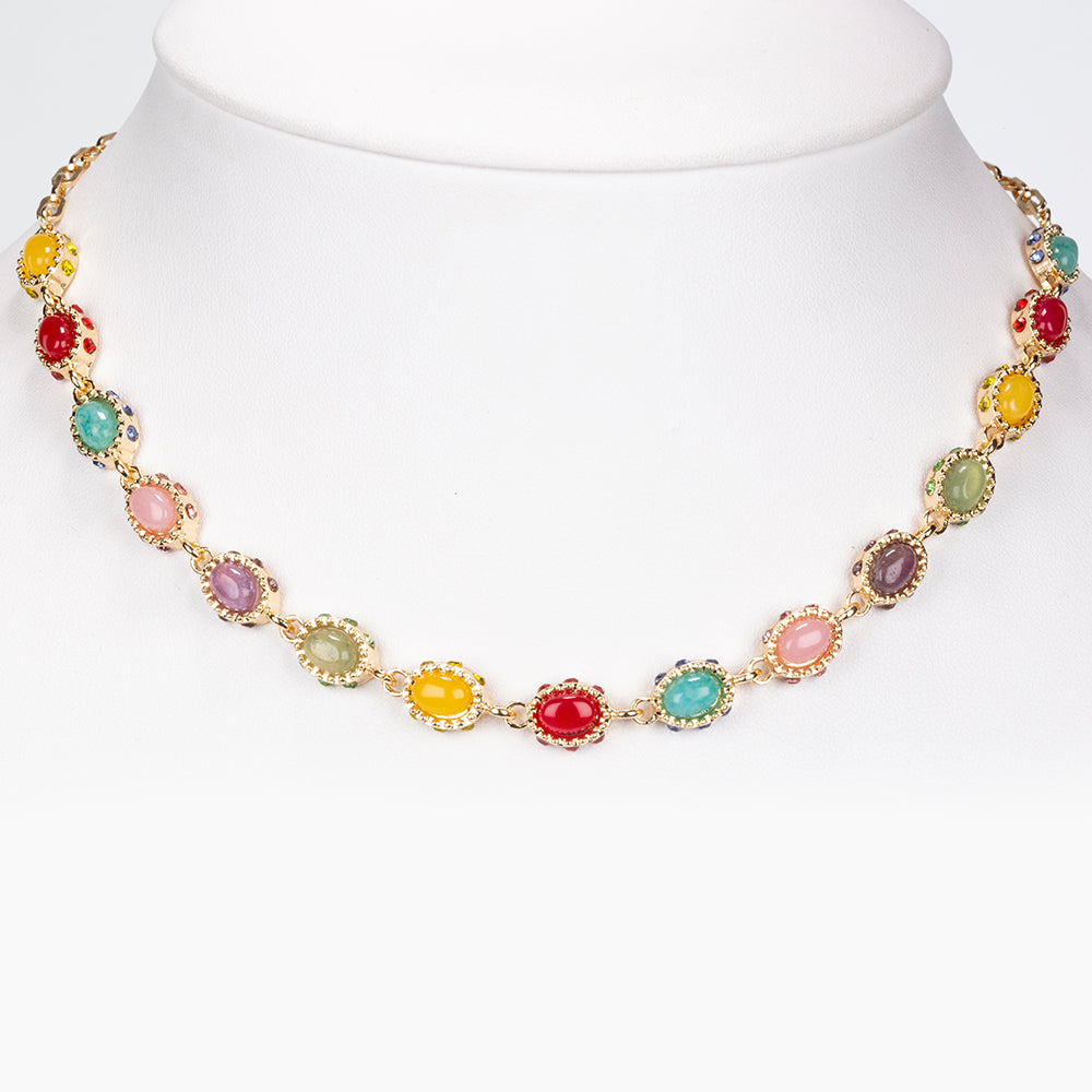 Naszyjnik pozłacany z czerwonym agatem i ametystem 1 