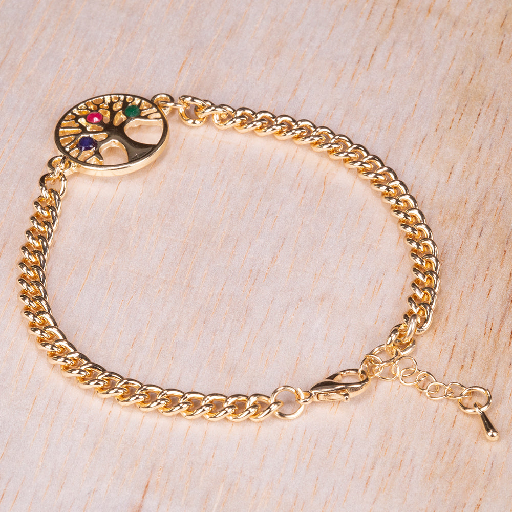 Bransoletka pozłacana z rubinem i szafirem