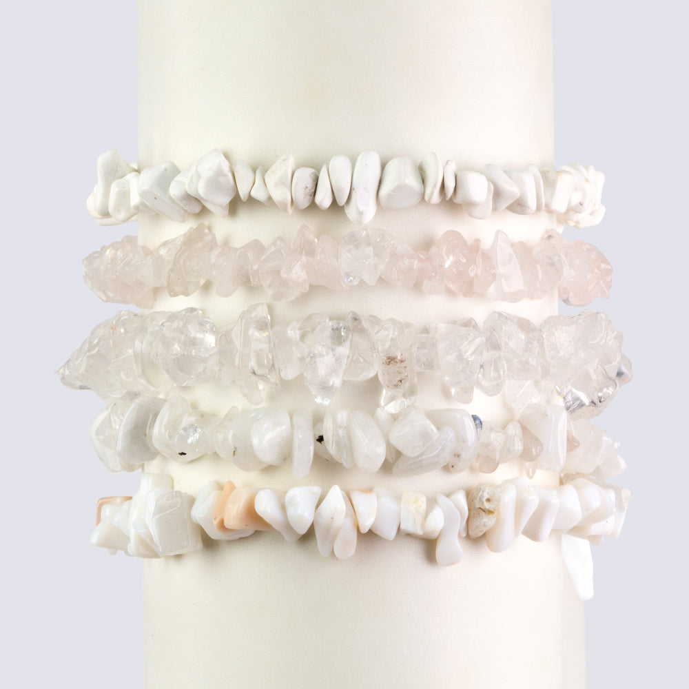 Zestaw bryłka z czerwonym granatem i tęczowym kamieniem księżycowym ( Bransoletka )