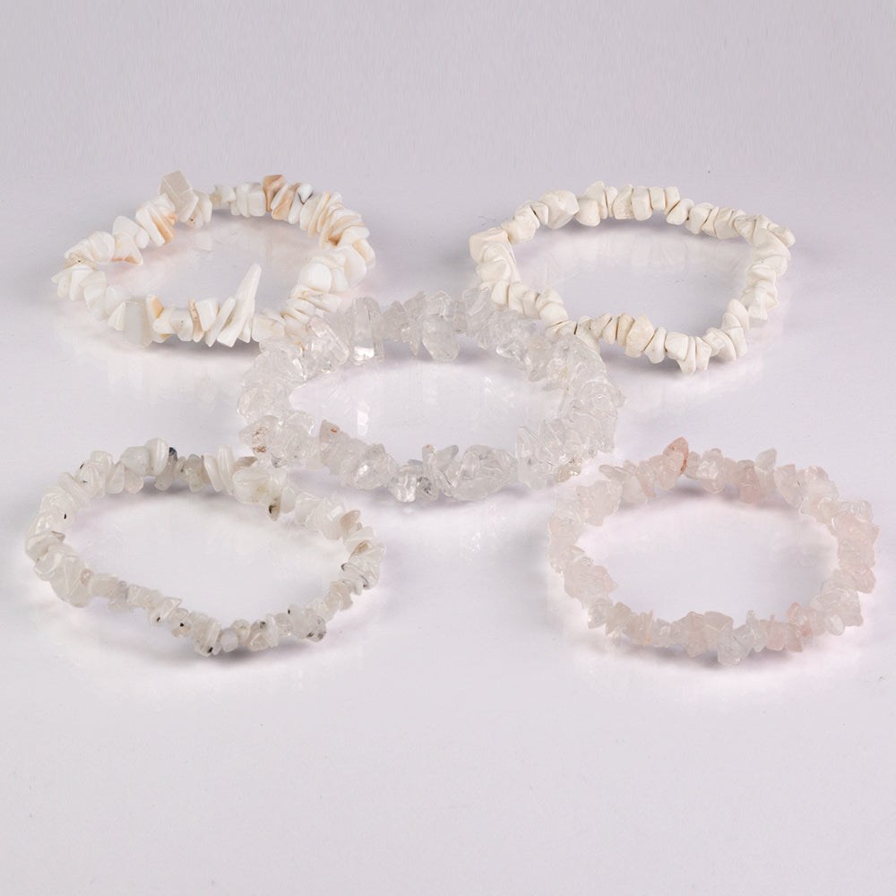 Zestaw bryłka z czerwonym granatem i tęczowym kamieniem księżycowym ( Bransoletka ) 10 