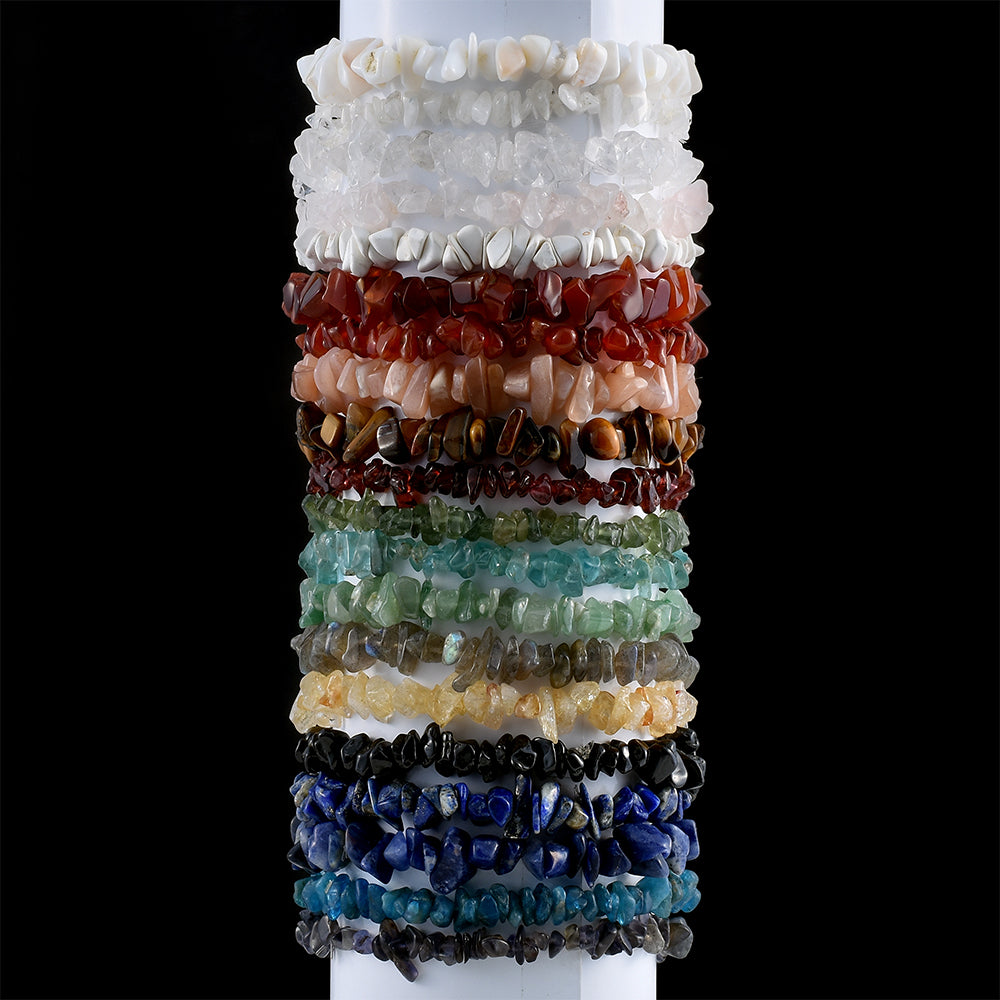 Zestaw bryłka z czerwonym granatem i tęczowym kamieniem księżycowym ( Bransoletka ) 2 