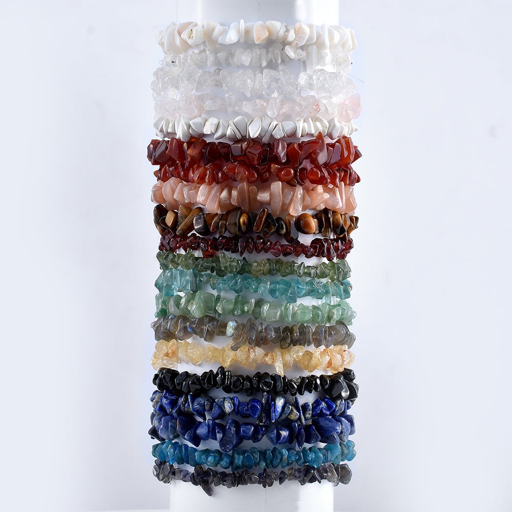 Zestaw bryłka z czerwonym granatem i tęczowym kamieniem księżycowym ( Bransoletka ) 1 