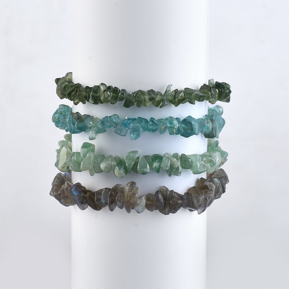 Zestaw bryłka z czerwonym granatem i tęczowym kamieniem księżycowym ( Bransoletka )