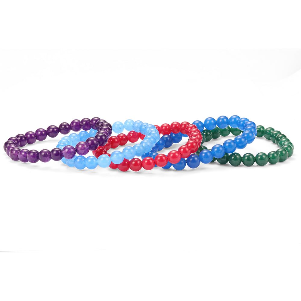 Set of Bracelet with Dyed Amethyst Jade, Green Jade, Light Blue Jade, Dark Blue Jade and Red Jade ATWG: 88.55 cts, AVG: 88.56 grms 3 